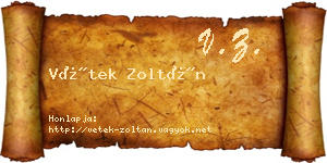 Vétek Zoltán névjegykártya